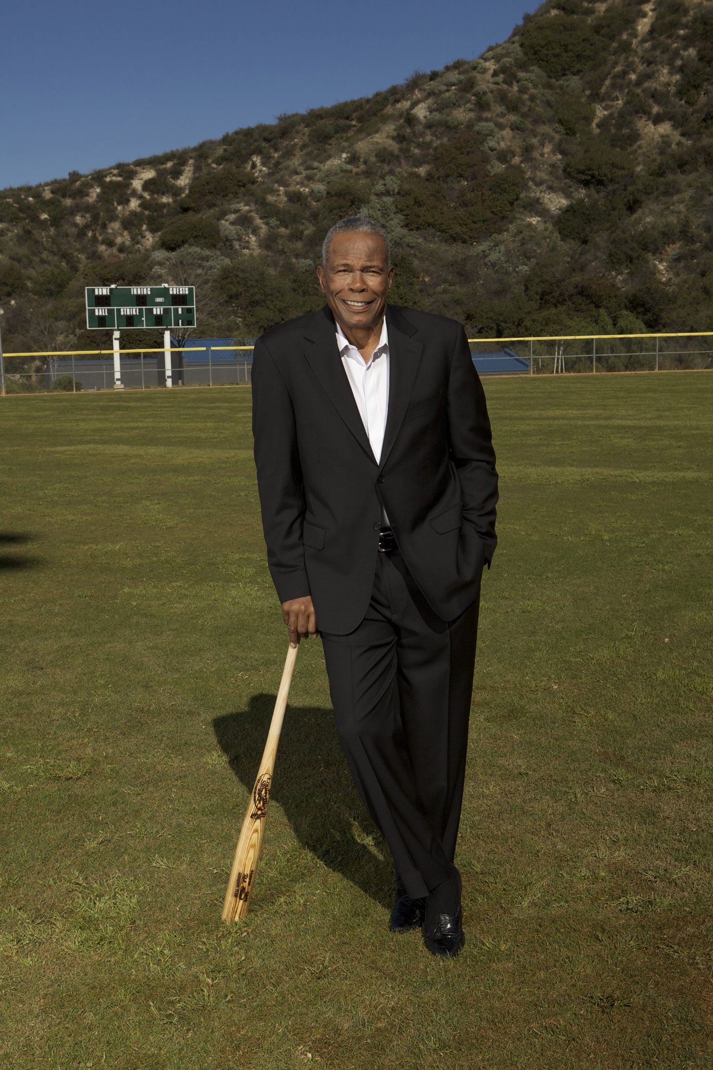 ANAHEIM, CA - APRIL 25: Hall of Fame Rod Carew stands with his